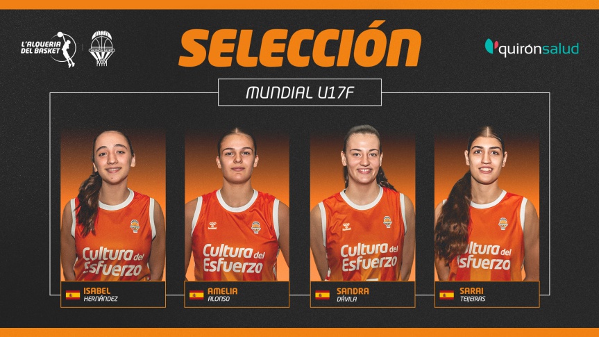 Hernández, Alonso, Dávila and Teijeira to represent Spain at the FIBA U17 Women's Basketball World Cup